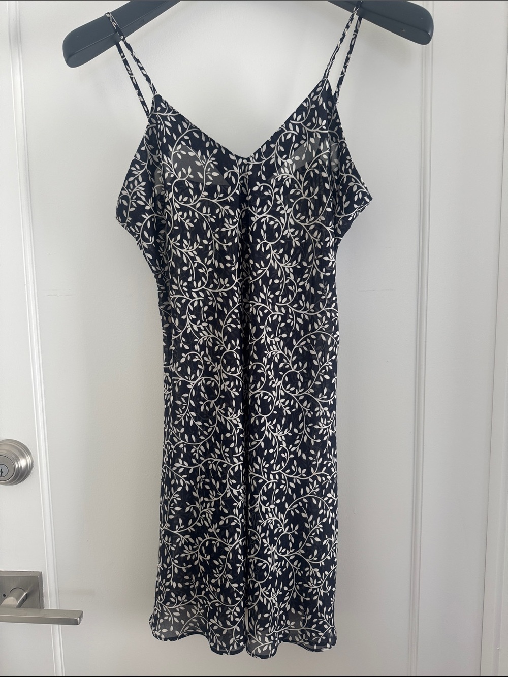 Dark Navy and White Vines Slip Dress